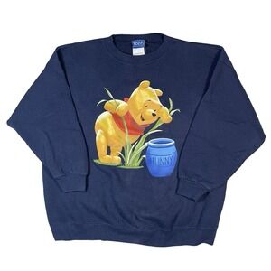 Vtg Disney Winnie The Pooh Graphic Sweatshirt Mens L XLCrewneck Blue 90s Retro